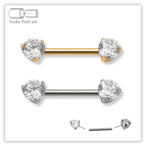 Piercing Mamilo Decorado Fecho Plug (push pin) Titânio F136