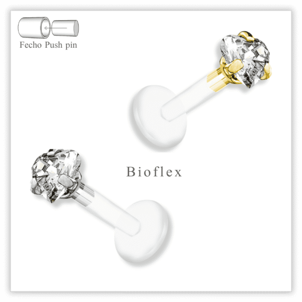 Piercing Reto Decorado Fecho Plug (push pin) Bioflex