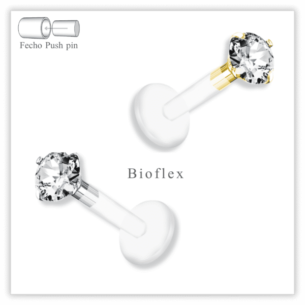 Piercing Reto Decorado Fecho Plug (push pin) Bioflex