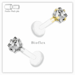 Piercing Reto Decorado Fecho Plug (push pin) Bioflex