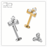 Piercing Reto Decorado Fecho Plug (push pin) Titânio F136