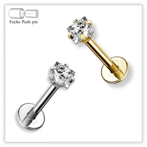 Piercing Reto Decorado Fecho Plug (push pin) Titânio F136