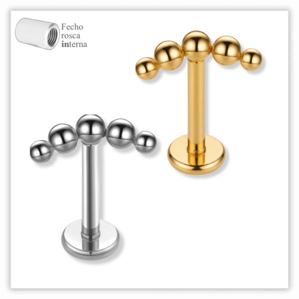 Piercing Reto Decorado Fecho Rosca interna Titânio F136