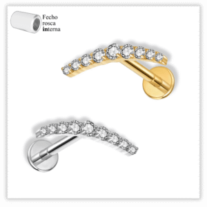 Piercing Reto Decorado Fecho Rosca interna Titânio F136
