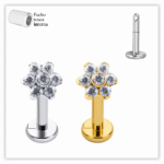 Piercing Reto Decorado Fecho Rosca interna Titânio F136 – Labret vertical