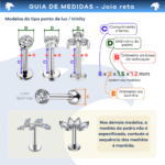 Piercing Reto Decorado Fecho Rosca interna Titânio F136 – Labret vertical