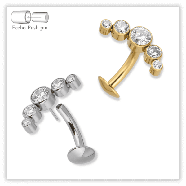 Piercing Umbigo decorado Fecho Plug (push pin) Titânio F136