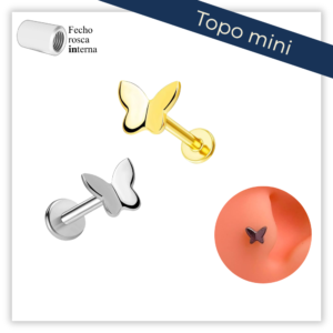 Piercing Reto Decorado Fecho Rosca interna Titânio F136 (Mini)