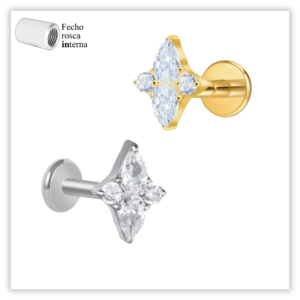 Piercing Reto Decorado Fecho Rosca interna Titânio F136