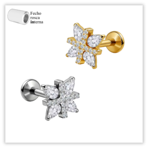 Piercing Reto Decorado Fecho Rosca interna Titânio F136