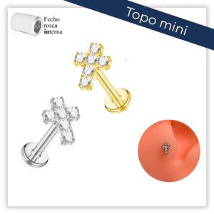 Piercing Reto Decorado Fecho Rosca interna Titânio F136 (Mini)