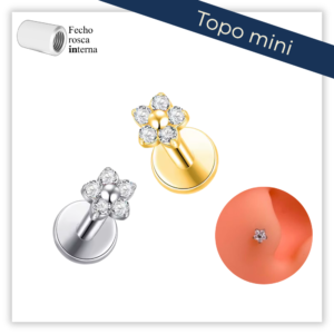 Piercing Reto Decorado Fecho Rosca interna Titânio F136 (Mini)
