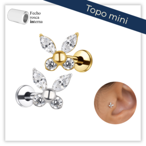 Piercing Reto Decorado Fecho Rosca interna Titânio F136 (Mini)