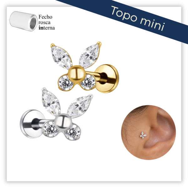 Piercing Reto Decorado Fecho Rosca interna Titânio F136 (Mini)