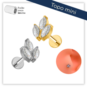 Piercing Reto Decorado Fecho Rosca interna Titânio F136 (Mini)