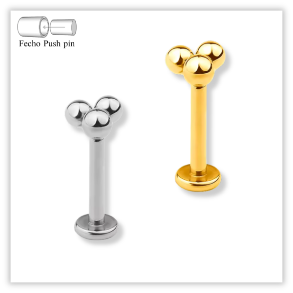 Piercing Reto Decorado Fecho Plug (push pin) Titânio F136
