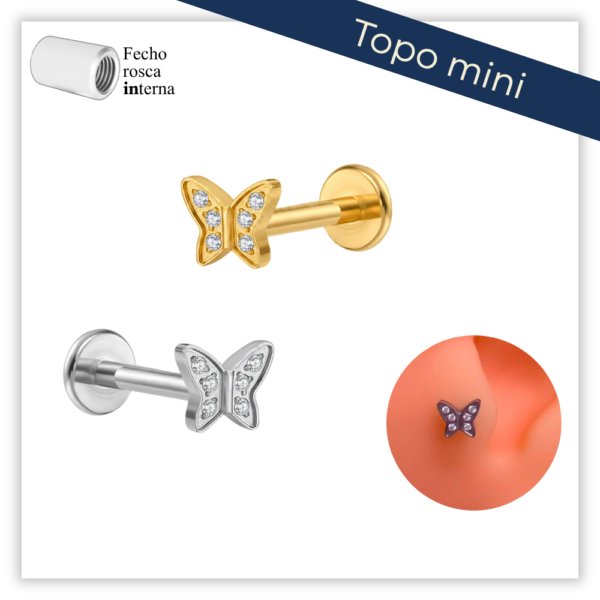 Piercing Reto Decorado Fecho Rosca interna Titânio F136 (Mini)