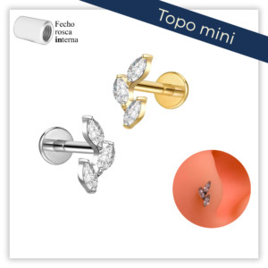 Piercing Reto Decorado Fecho Rosca interna Titânio F136 (Mini)