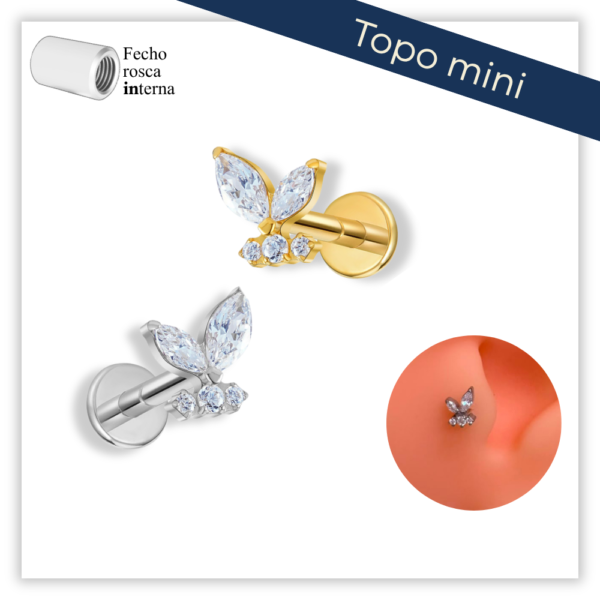 Piercing Reto Decorado Fecho Rosca interna Titânio F136 (Mini)