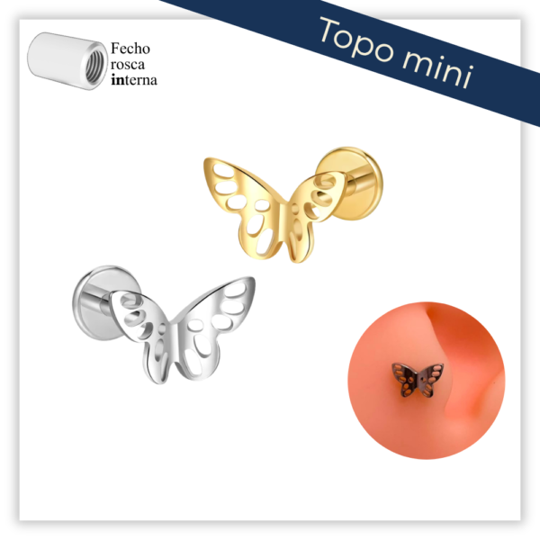 Piercing Reto Decorado Fecho Rosca interna Titânio F136 (Mini)