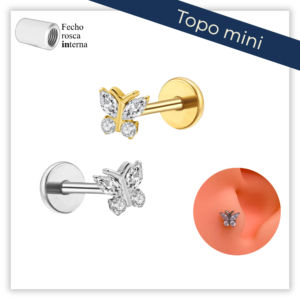 Piercing Reto Decorado Fecho Rosca interna Titânio F136 (Mini)