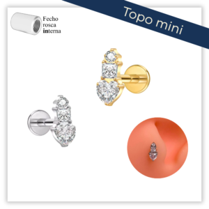 Piercing Reto Decorado Fecho Rosca interna Titânio F136 (Mini)