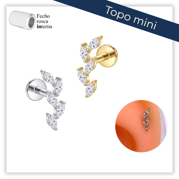 Piercing Reto Decorado Fecho Rosca interna Titânio F136 (Mini)