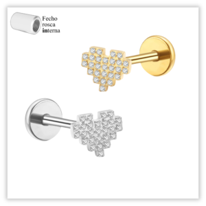 Piercing Reto Decorado Fecho Rosca interna Titânio F136