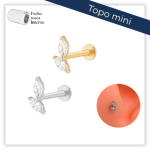 Piercing Reto Decorado Fecho Rosca interna Titânio F136 (Mini)