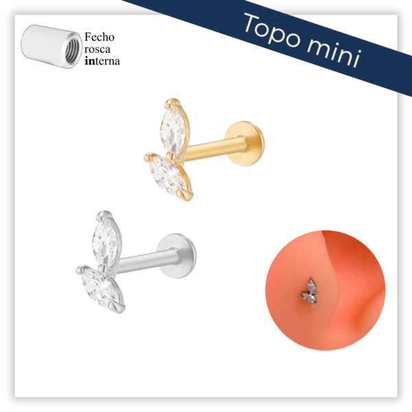 Piercing Reto Decorado Fecho Rosca interna Titânio F136 (Mini)