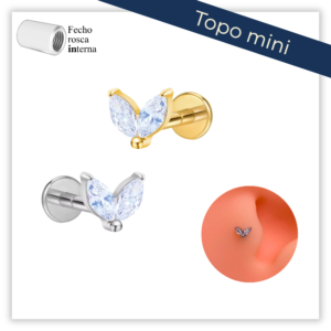 Piercing Reto Decorado Fecho Rosca interna Titânio F136 (Mini)