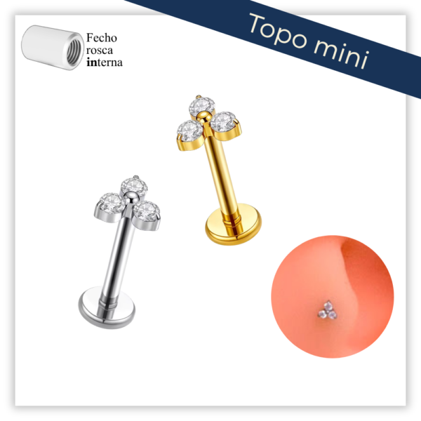 Piercing Reto Decorado Fecho Rosca interna Titânio F136 (Mini)