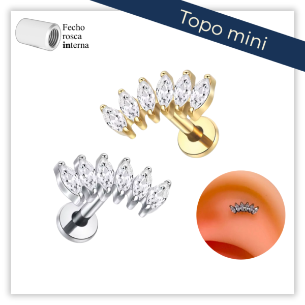 Piercing Reto Decorado Fecho Rosca interna Titânio F136 (Mini)