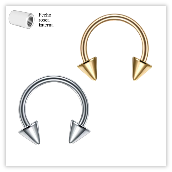 Piercing Ferradura básica Fecho Rosca interna Titânio F136
