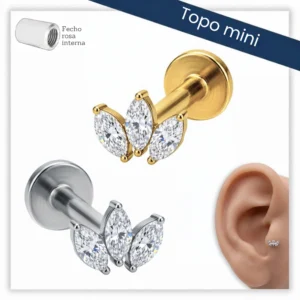Piercing Reto Decorado Fecho Rosca interna Titânio F136