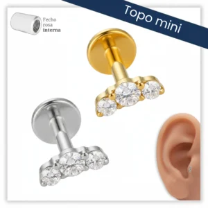 Piercing Reto Decorado Fecho Rosca interna Titânio F136 (Mini)