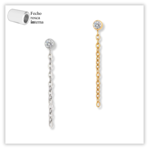 Piercing Reto Decorado Fecho Rosca interna Titânio F136