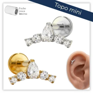 Piercing Reto Decorado Fecho Rosca interna Titânio F136