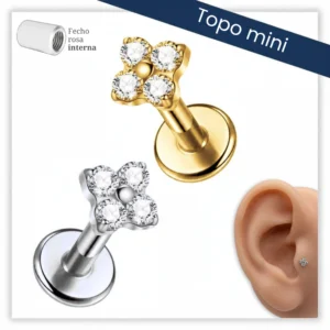 Piercing Reto Decorado Fecho Rosca interna Titânio F136 (Mini)