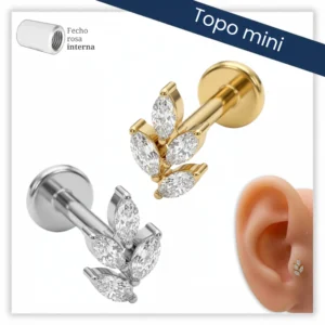 Piercing Reto Decorado Fecho Rosca interna Titânio F136 (Mini)