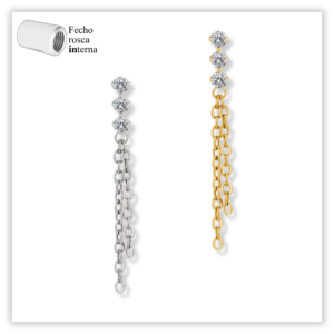 Piercing Reto Decorado Fecho Rosca interna Titânio F136