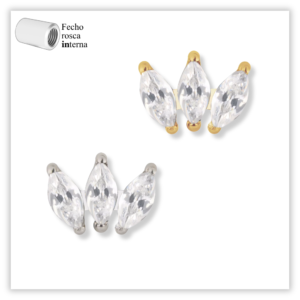 Piercing Reto Decorado Fecho Rosca interna Titânio F136