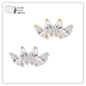 Piercing Reto Decorado Fecho Rosca interna Titânio F136