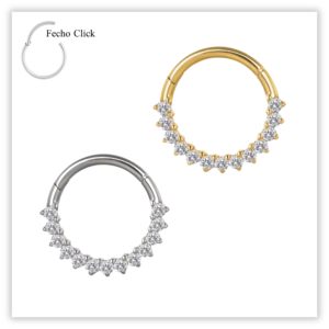 Piercing Argola Decorada Fecho Click Titânio F136