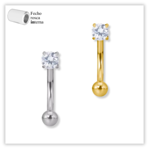 Piercing Íntimo / Rook decorado Fecho Rosca interna Titânio F136