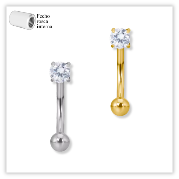 Piercing Íntimo / Rook decorado Fecho Rosca interna Titânio F136