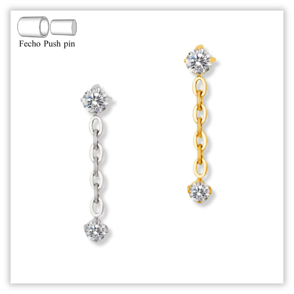 Piercing Reto Decorado Fecho Plug (push pin) Titânio F136