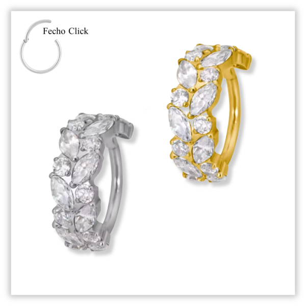Piercing Argola Decorada Fecho Click Titânio F136