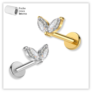 Piercing Reto Decorado Fecho Rosca interna Aço 316L