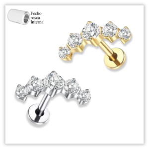 Piercing Argola Decorada Fecho Click Aço 316